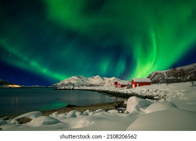 Aurora borealis display in Tromso during a strong solar storm