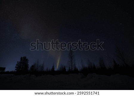 Aurora borealis horizontal landscape polar north Greenland Finland boeialis nightscape green mountains forest night beautiful nature phenomenon lights 3d illustration rays winter ethereal sky blur