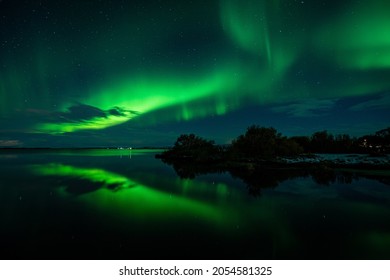 Aurora Borealis At The Lake Mývatn