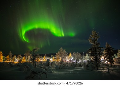 Aurora Borealis In Lapland, Finland.