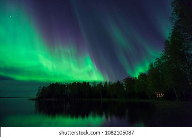 Aurora Borealis, Northern Lights, In Finland.