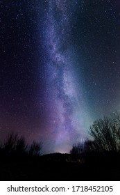 Aurora Borealis (northern Lights, Polar Lights, Southern Lights) Purple And Green Light In Dark Night Sky