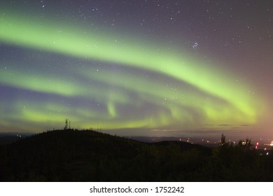 Aurora Borealis swirling over Fairbanks - the auroral capital of the wold