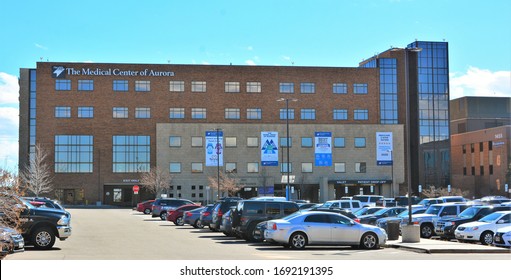 Aurora, CO, USA. April 1, 2020. The Medical Center Of Aurora Located At 1501 S. Potomac St. Is Getting Ready For The Coronavirus And Have Already Set Up Triage Tents By The Emergency Room. 