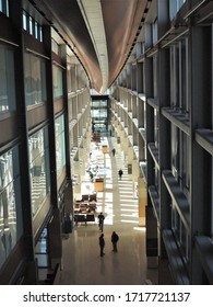 Aurora, CO, USA. April 23, 2020. Inside The Beautiful New VA Medical Center Located In Aurora, Colorado. The Hallways Are Usually Packed With Patients But Is No Longer Crowded Due To Covid-19.