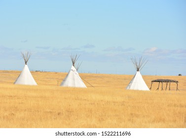 Aurora, CO, USA. Oct, 2, 2019. Teepees On The Grasslands Outside Of Aurora, Colorado. 