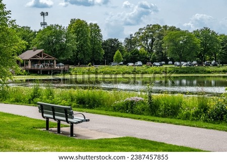 Aurora, Illinois, United States of America - July 21st 2023:  Aurora Illinois Waubonsie Lake Park Drone Photography