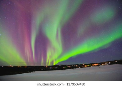 Aurora Northern Lights Night Sky Winter Fairbanks Alaska
