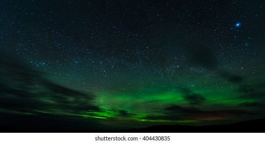 Aurora with stars at Fairbanks Alaska
