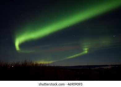 An aurora sub-storm flared up for a few minutes around 1:30 am on January 4th, 2010. The picture was taken northeast of Fairbanks, AK.