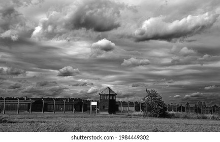 AUSCHWITZ BIRKENAU POLAND 09 17 17: Auschwitz concentration camp barracks was a network of German Nazi concentration camps and extermination camps built and operated by the Third Reich in Poland.