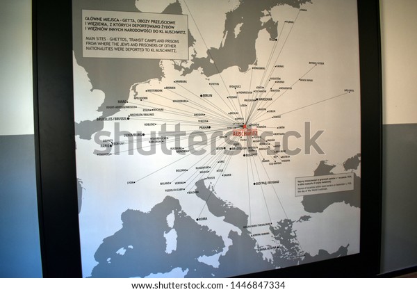 Auschwitzpolandjune 3 2019 Wall Map Showing Stock Photo Edit Now