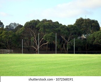 Aussie Rules Countryside Footy Oval With The Four Poles