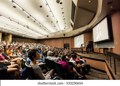 AUSTIN - CIRCA APRIL 2016: Professor Neil Shubin Delivers A Lecture To A Large Audience Of College Students At The University Of Texas At Austin.