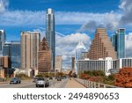 Austin Downtown Skyline in autumn sunny day in Austin, Texas, USA