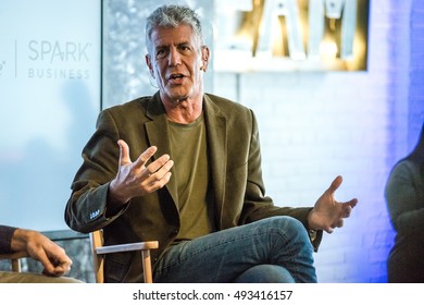 AUSTIN - MARCH 14, 2016: TV personality, writer, and entrepreneur Anthony Bourdain talks at a SXSW event in Austin, Texas.