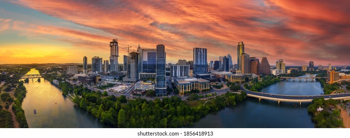 Austin Skyline With Brilliant Sunset