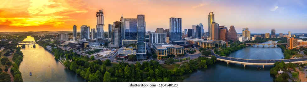 Austin Skyline in the evening and bluehour