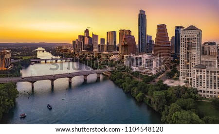 Austin Skyline in the evening and bluehour