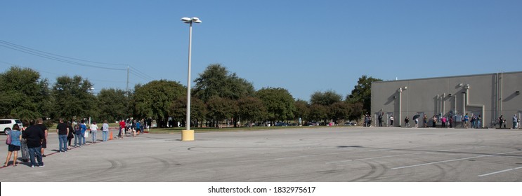 Austin, Texas 13 October 2020: A Section Of An Early Voting Line That Stretches Over A Quarter Of A Mile