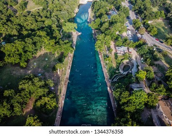 Austin, Texas - 22 July 2018:  Barton Springs Pool, At Zilker Park