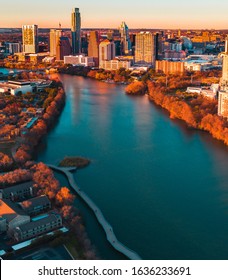 Austin, Texas Aerial View Of Downtown.