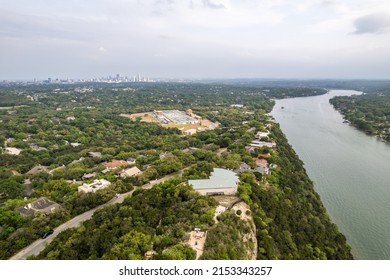 Austin, Texas, Aerial View On Colorado River. 