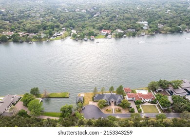 Austin, Texas, Aerial View On Colorado River. 