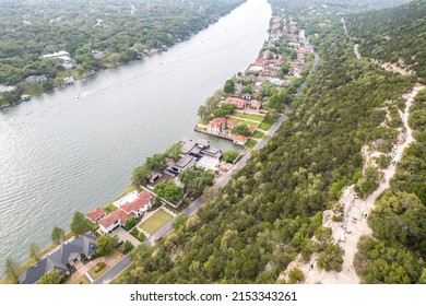 Austin, Texas, Aerial View On Colorado River. 