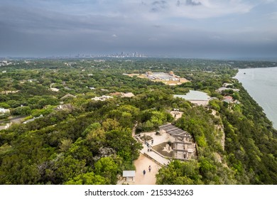 Austin, Texas, Aerial View On Colorado River. 