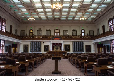 Austin, Texas - April 13th, 2019: Senate Chamber In Texas State Capitol Building