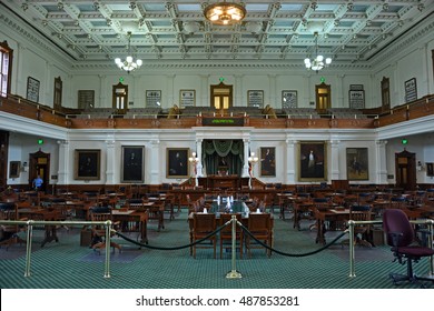 AUSTIN, TEXAS- APRIL 16, 2016:The Senate Chamber of the Texas State Capitol building on April 16, 2016 in Austin, Texas