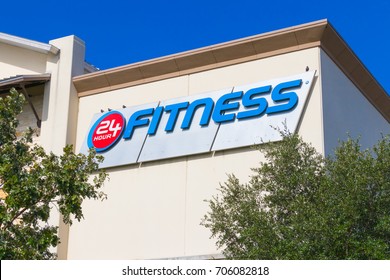 AUSTIN, TEXAS - AUGUST 29 2017: The Marquee And Logo Of 24 Hour Fitness