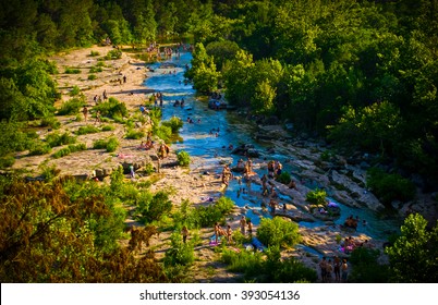 Austin Texas Greenbelt Summer Crowds Enjoying The Cold Springs Barton Creek