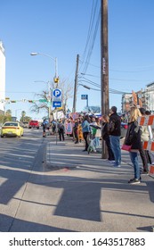 AUSTIN, TEXAS - JANUARY 19, 2020:  Counter-protest Demonstration And Presidential Motorcade Outside The Convention Center As President Trump Spoke To Texas Farmers At American Farm Bureau Federation.