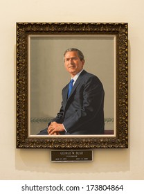 AUSTIN, TEXAS - JANUARY 6: Portrait Of George W. Bush In The Rotunda Of The Texas State Capitol Building On January 6, 2014 In Austin, Texas