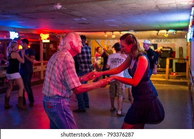 Austin, Texas - June 13, 2014: People Dancing Country Music In The Broken Spoke Dance Hall In Austin, Texas, USA