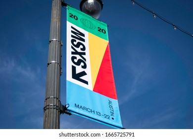 Austin, Texas - March 6, 2020: 2020 South By Southwest (SXSW) Conference And Festival Banner In The Austin Sky