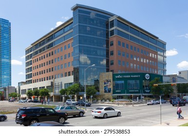 AUSTIN, TEXAS - MAY 1 2015: Whole Food Market headquarters, side view, specializes in natural and organic foods.