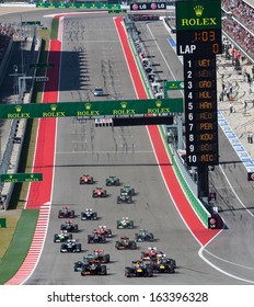 AUSTIN, TEXAS - NOVEMBER 17. The Start Of The Formula 1 United States Grand Prix On November 17, 2013 In Austin, Texas.