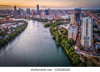 Austin, Texas Skyline During Sunset