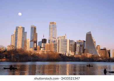 Austin Texas skyline at sunset with modern downtown buildings. - Powered by Shutterstock