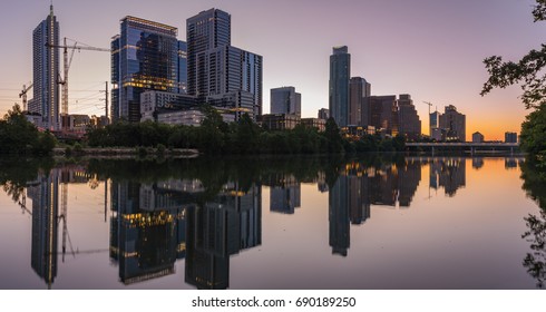 Austin Texas Sunrise With Lake Reflection