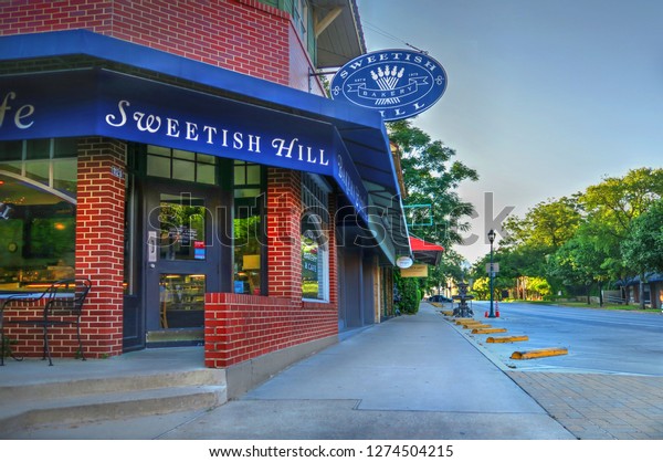 Austin, Texas /\
United States - August 2, 2015: Sweetish Hill Bakery Store Front\
Exterior on West Sixth\
Street