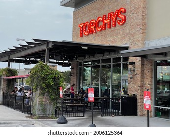 Austin, Texas USA - 04.16.2021:  Outdoor View Of Torchy's Tacos Tex Mex Restaurant In Austin, TX. 