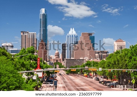 Austin, Texas, USA downtown cityscape on Congress Avenue.