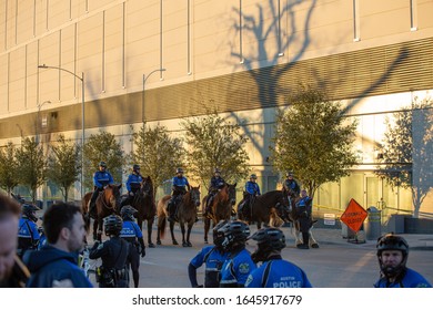 AUSTIN, TX, JANUARY 19, 2020:
President Trump Motorcade Route Enforcement By Austin Police Outside Convention Center Where Trump Spoke To Texas Farmers Of American Farm Bureau Federation.