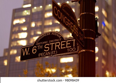 AUSTIN, TX - MAR 12: SXSW Interactive Conference on March 12, 2012 in Austin. Stree signs on 6th