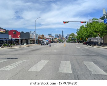 Austin, TX - May 1, 2020: South Congress Ave Texas Capitol Views