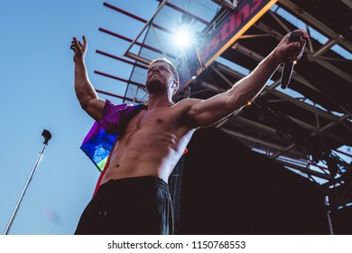 AUSTIN, TX / USA - August 2nd, 2018: Dan Reynolds Of Imagine Dragons Performs Onstage At Austin360 Amphitheater.